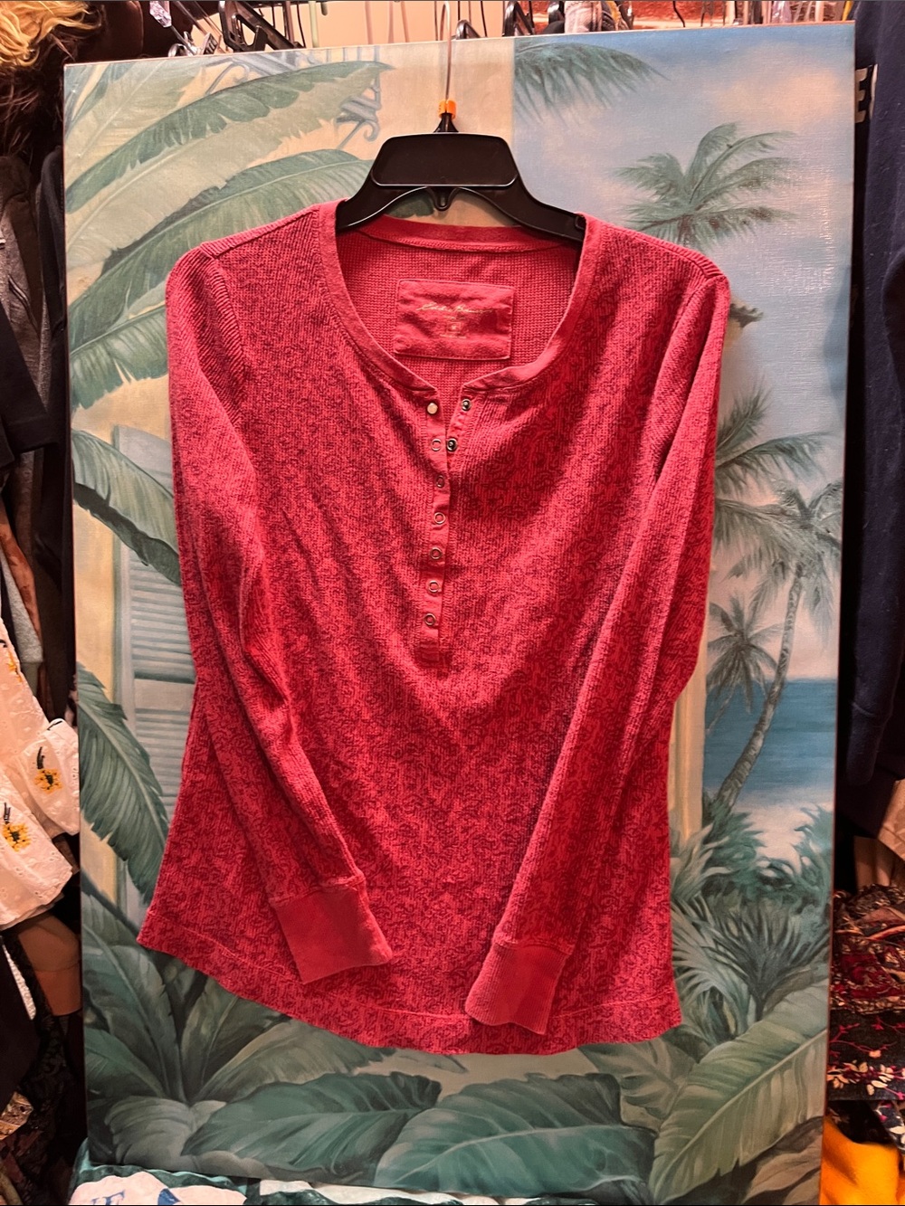 2010 Eddie Bauer Rose-Red Long Sleeve Henley